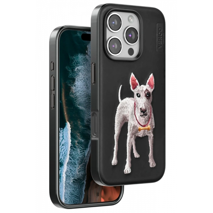 Mey İthalat®   iPhone 16 Pro Perma Desenli Kapak - Siyah