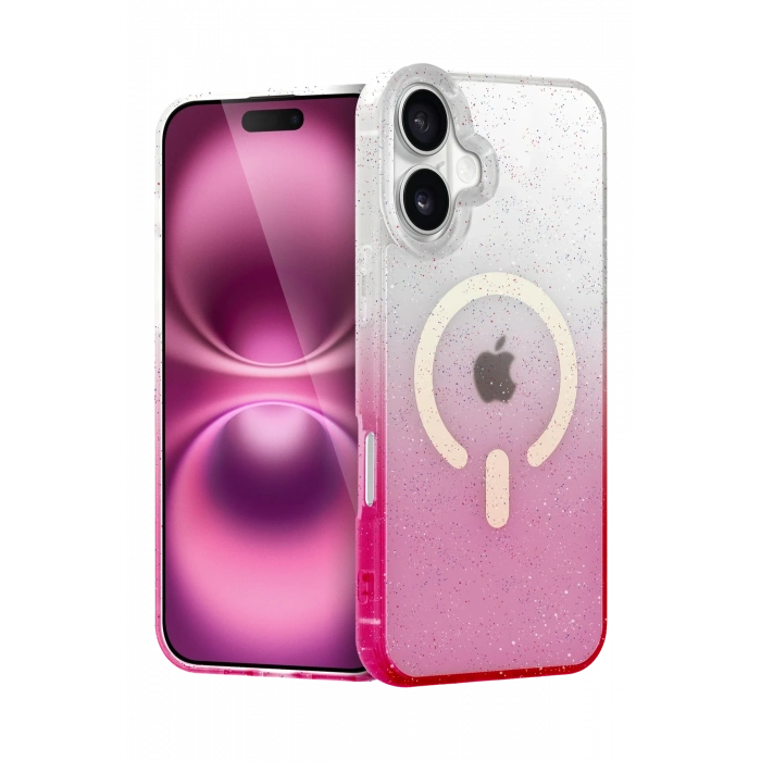 Mey İthalat®   iPhone 16 Pummel Shiny Magsafe Kapak - Pembe