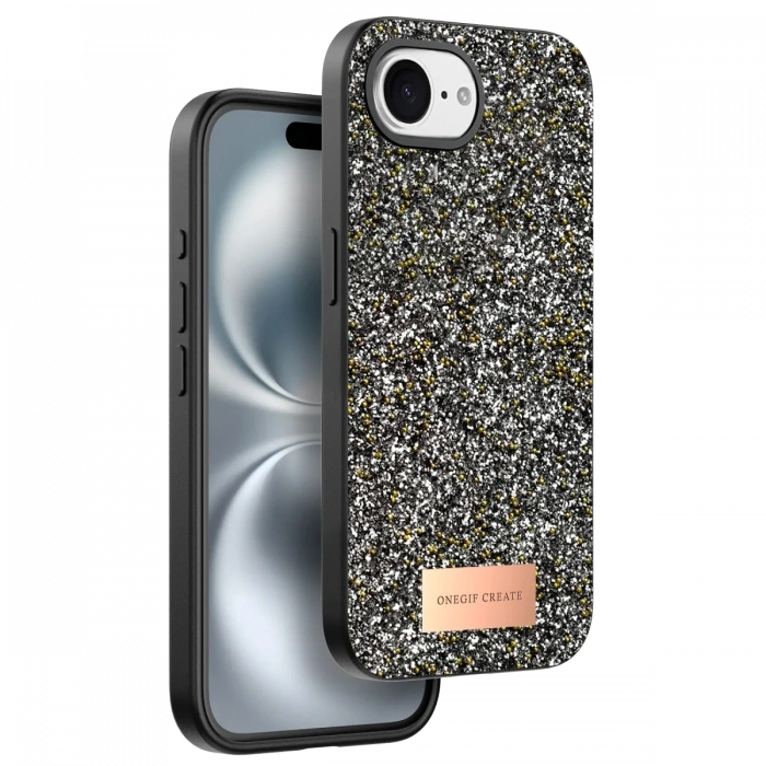 Mey İthalat®   iPhone 16E Bright Simli Kapak - Gümüş