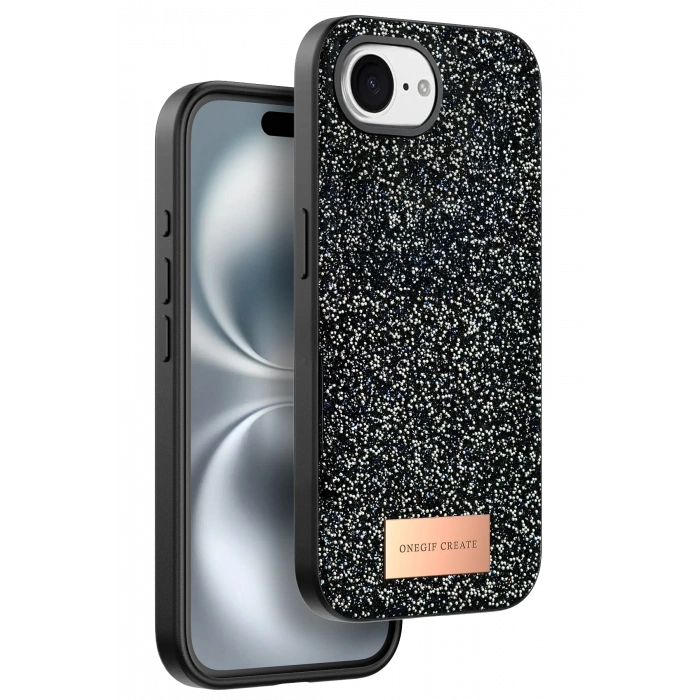 Mey İthalat®   iPhone 16E Bright Simli Kapak - Siyah