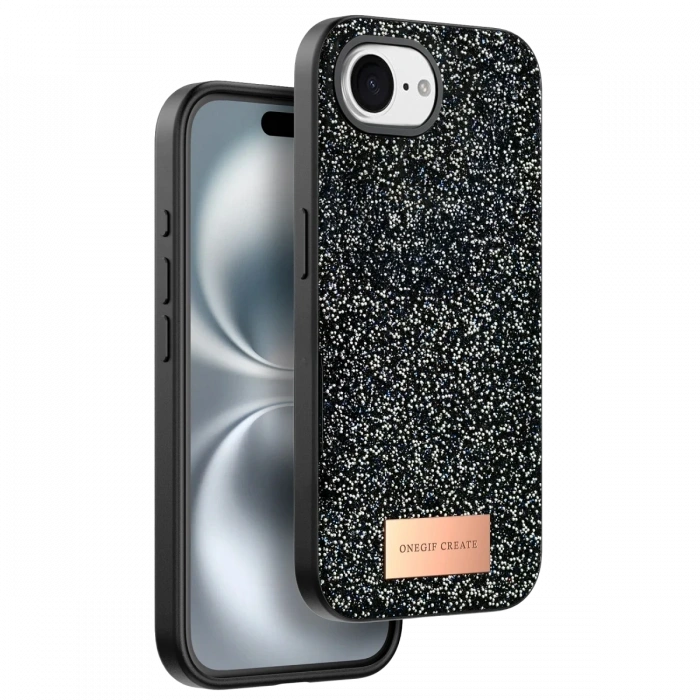 Mey İthalat®   iPhone 16E Bright Simli Kapak - Siyah