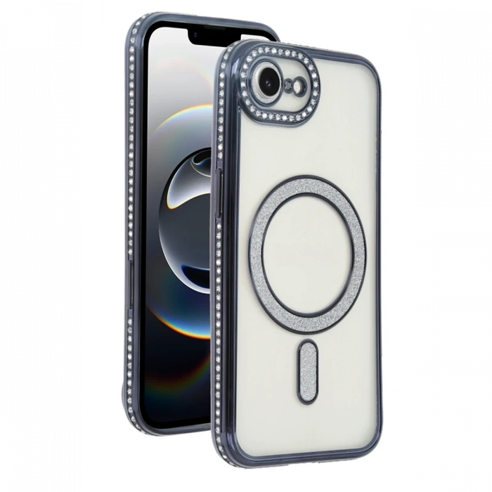 Mey İthalat®   iPhone 16E Joke Simli Magneticsafe Kılıf - Siyah