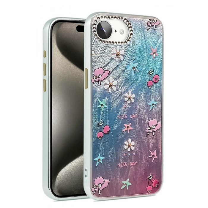 Mey İthalat®   iPhone 16E Kılıf Blade Aynalı Desenli Kapak - Desen 4