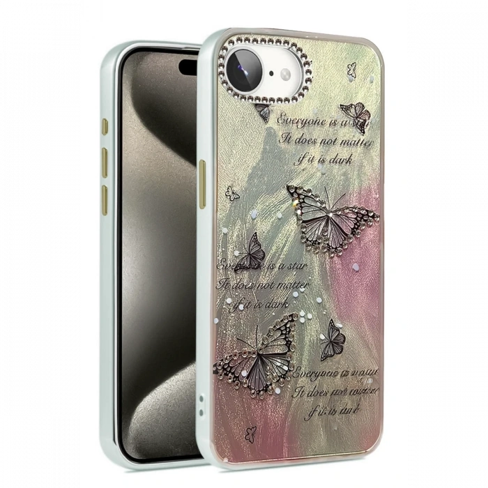 Mey İthalat®   iPhone 16E Kılıf Blade Aynalı Desenli Kapak - Desen 6
