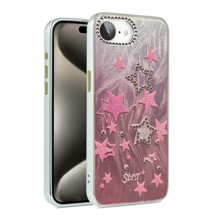 Mey İthalat®   iPhone 16E Kılıf Blade Aynalı Desenli Kapak - Desen 7