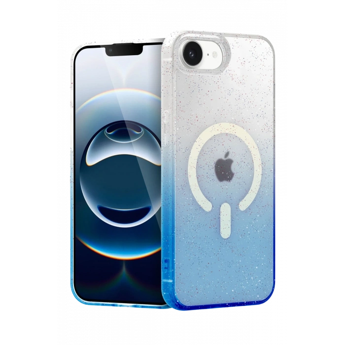 Mey İthalat®   iPhone 16E Pummel Shiny Magsafe Kapak - Mavi