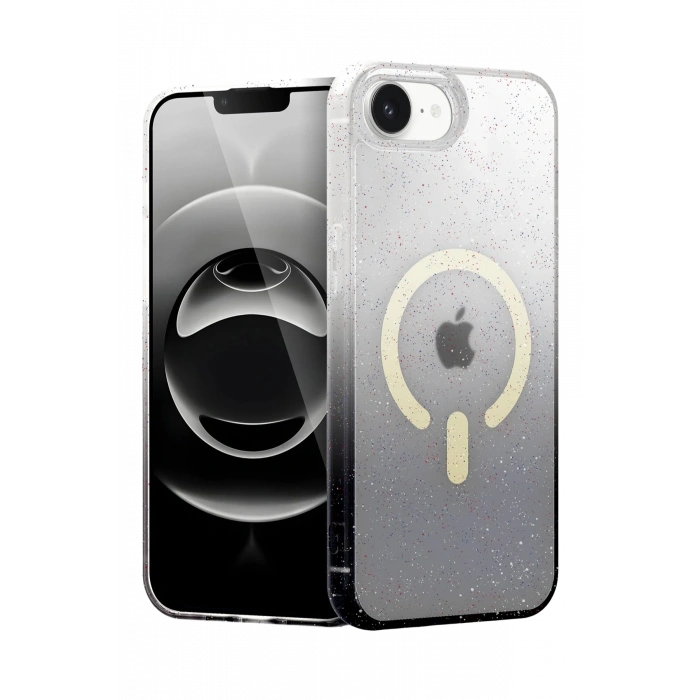 Mey İthalat®   iPhone 16E Pummel Shiny Magsafe Kapak - Siyah
