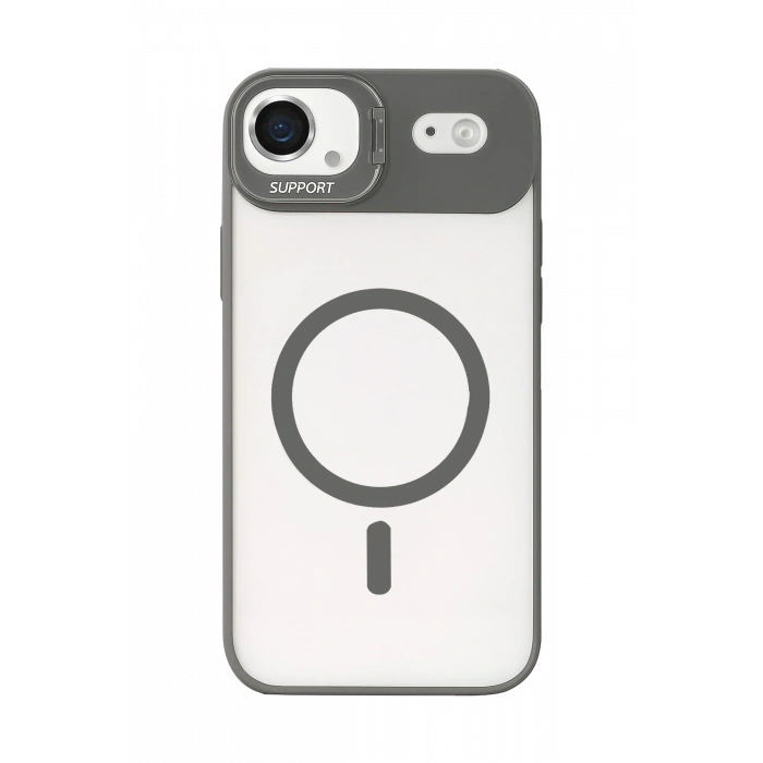 Mey İthalat®   iPhone 17 Air Remim Lensli Magsafe Standlı Kapak - Titan Gri
