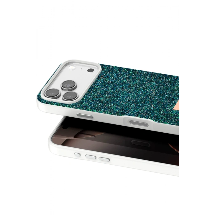 Mey İthalat®   iPhone 17 Pro Bright Simli Kapak - Koyu Yeşil