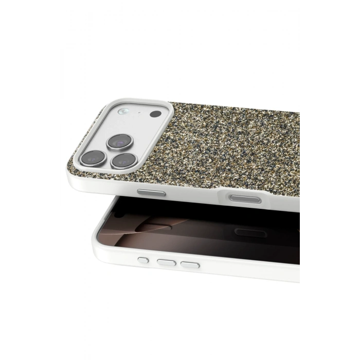 Mey İthalat®   iPhone 17 Pro Max Bright Simli Kapak - Çöl Titanyum