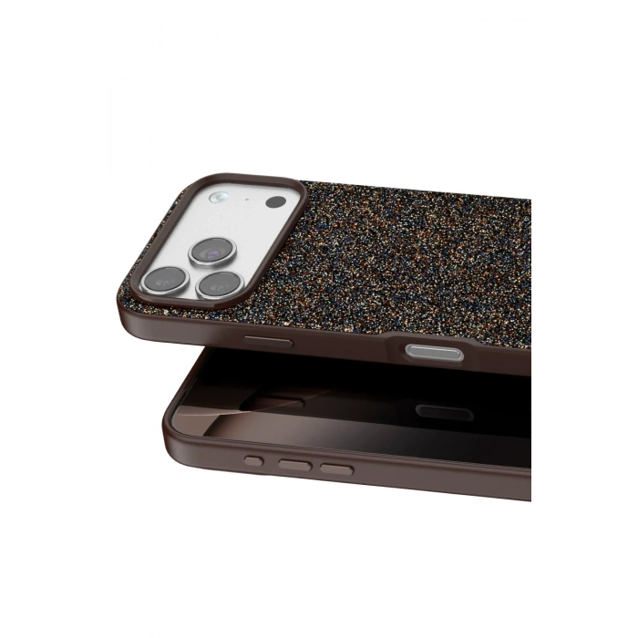 Mey İthalat®   iPhone 17 Pro Max Bright Simli Kapak - Gold