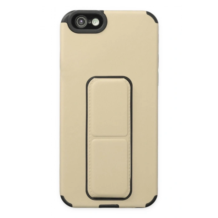 Mey İthalat®   iPhone 6 Kılıf Mega Standlı Silikon - Gold