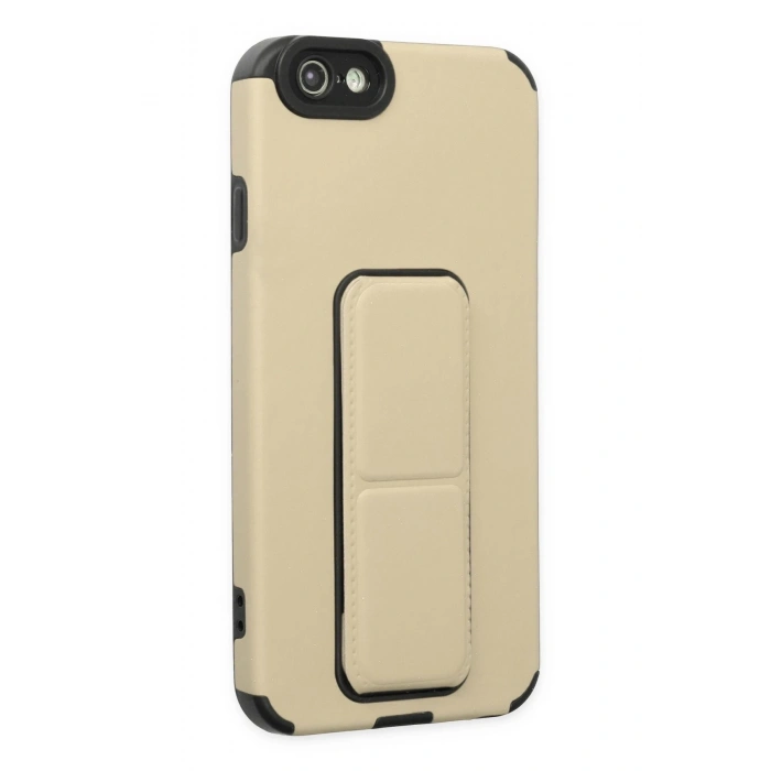 Mey İthalat®   iPhone 6 Kılıf Mega Standlı Silikon - Gold