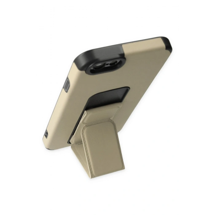 Mey İthalat®   iPhone 6 Kılıf Mega Standlı Silikon - Gold