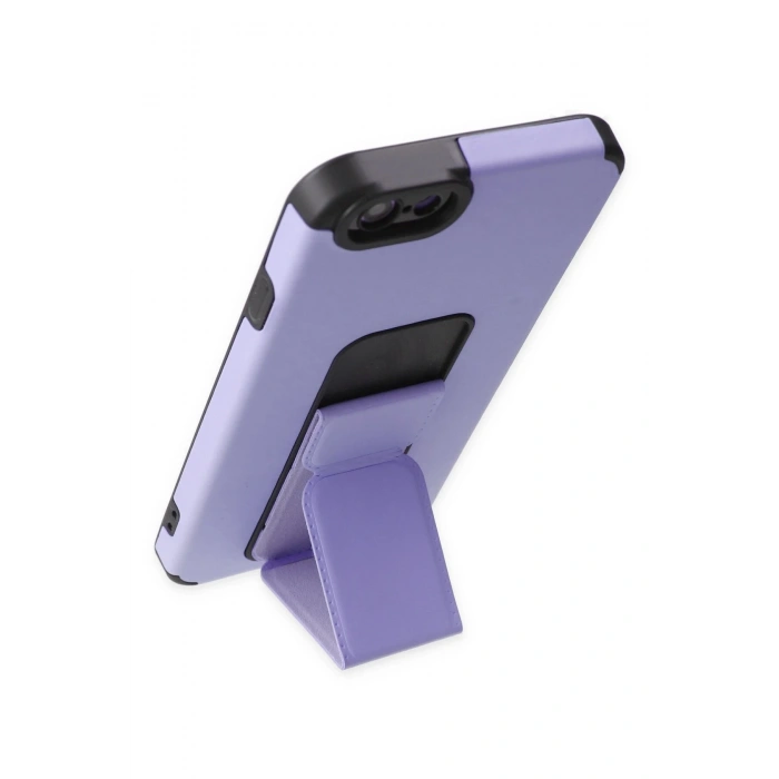 Mey İthalat®   iPhone 6 Kılıf Mega Standlı Silikon - Lila