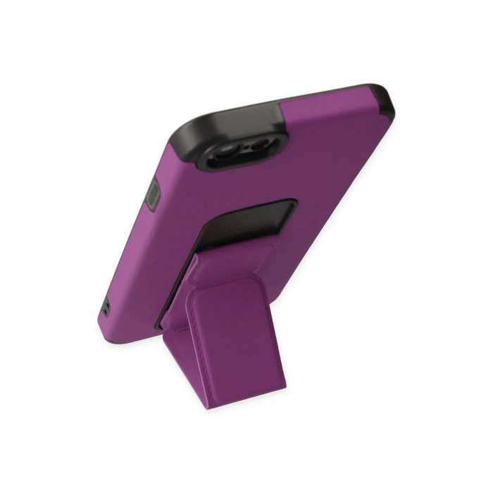 Mey İthalat®   iPhone 6 Kılıf Mega Standlı Silikon - Mor