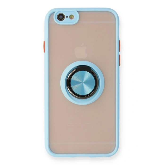 Mey İthalat®   iPhone 6 Kılıf Montreal Yüzüklü Silikon Kapak - Buz Mavi