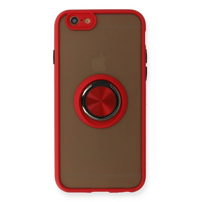 Mey İthalat®   iPhone 6 Kılıf Montreal Yüzüklü Silikon Kapak - Kırmızı