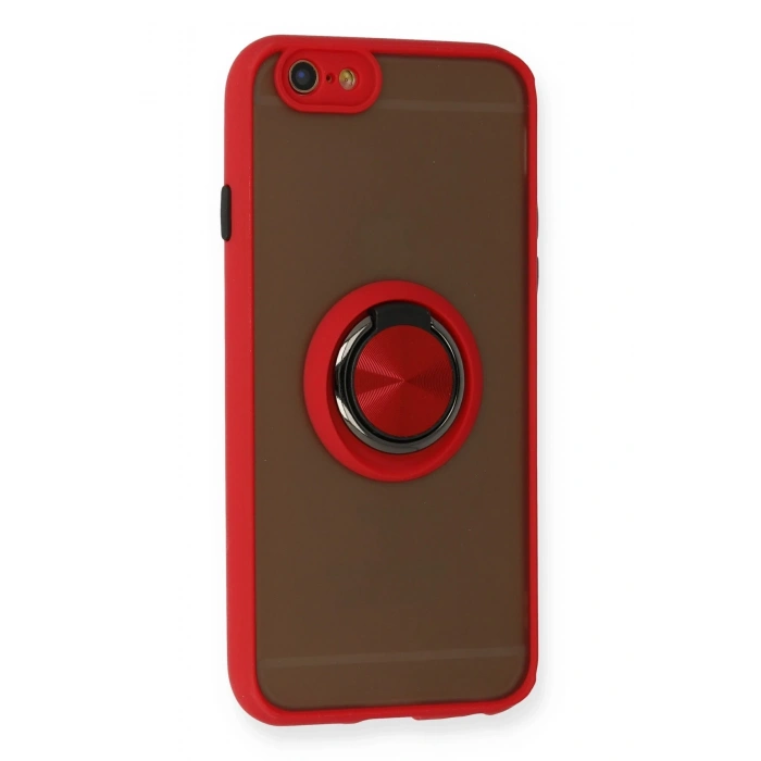 Mey İthalat®   iPhone 6 Kılıf Montreal Yüzüklü Silikon Kapak - Kırmızı