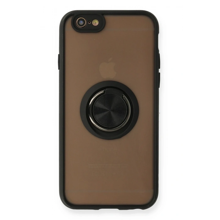 Mey İthalat®   iPhone 6 Kılıf Montreal Yüzüklü Silikon Kapak - Siyah