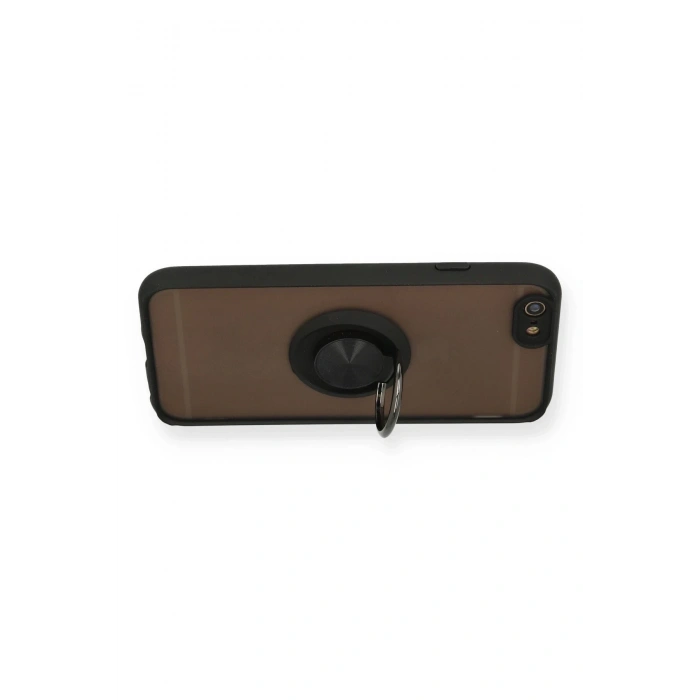 Mey İthalat®   iPhone 6 Kılıf Montreal Yüzüklü Silikon Kapak - Siyah