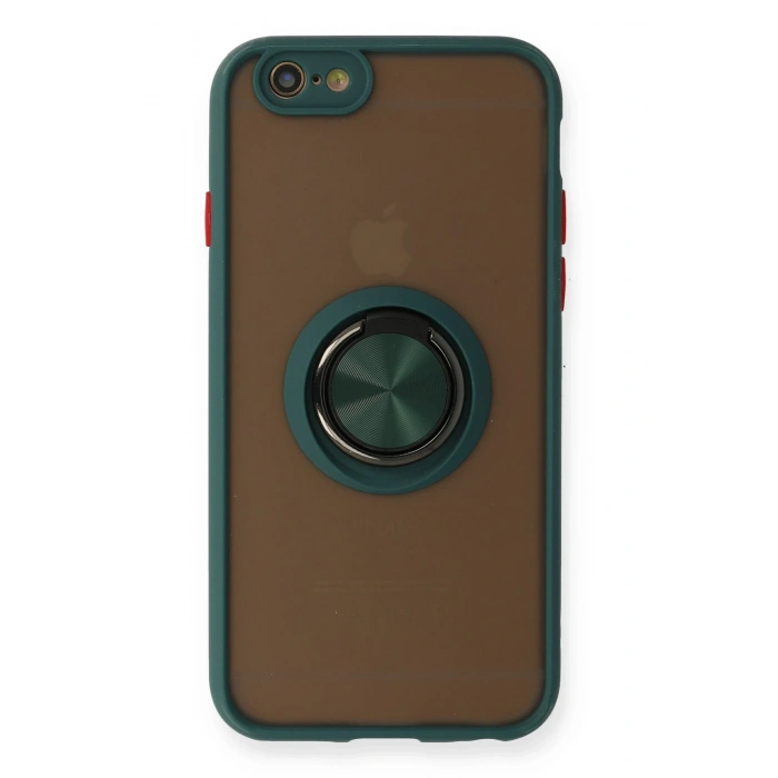 Mey İthalat®   iPhone 6 Kılıf Montreal Yüzüklü Silikon Kapak - Yeşil