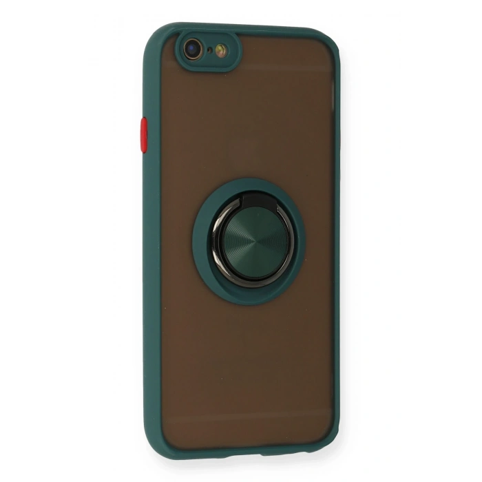 Mey İthalat®   iPhone 6 Kılıf Montreal Yüzüklü Silikon Kapak - Yeşil