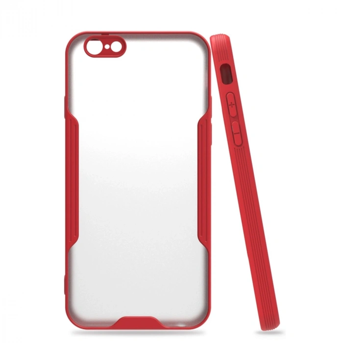 Mey İthalat®   iPhone 6 Kılıf Platin Silikon - Kırmızı