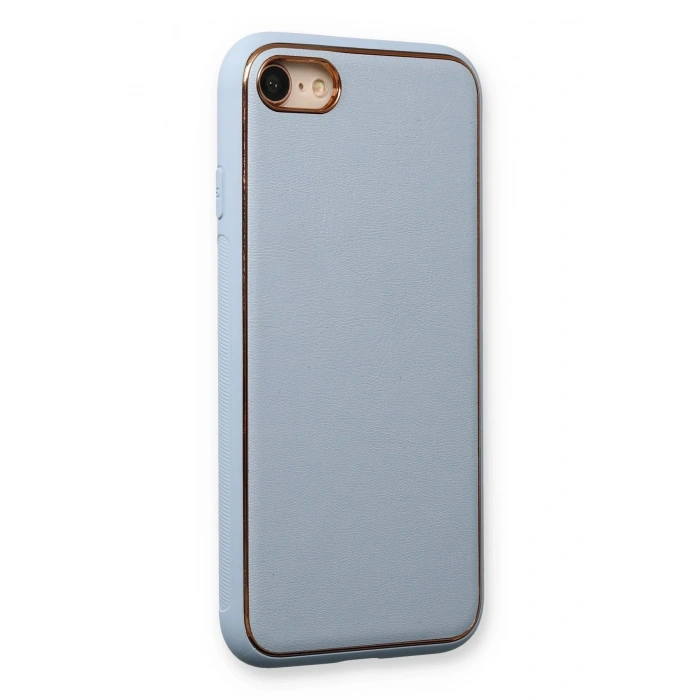 Mey İthalat®   iPhone 7 Kılıf Coco Deri Silikon Kapak - Açık Mavi
