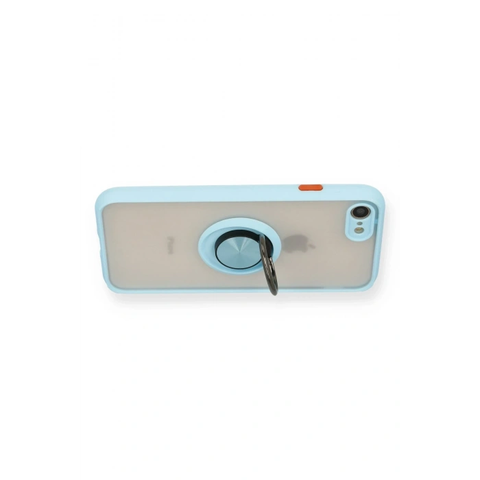 Mey İthalat®   iPhone 7 Kılıf Montreal Yüzüklü Silikon Kapak - Buz Mavi