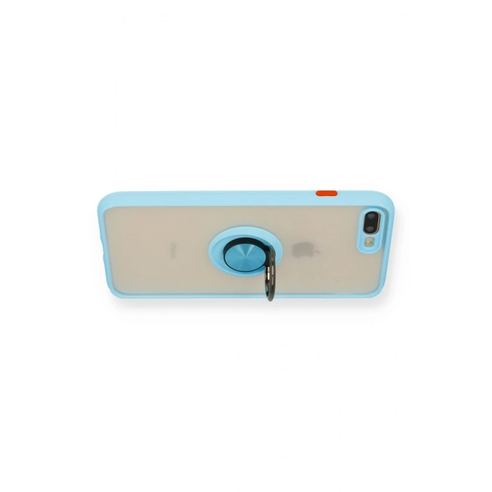 Mey İthalat®   iPhone 7 Plus Kılıf Montreal Yüzüklü Silikon Kapak - Buz Mavi