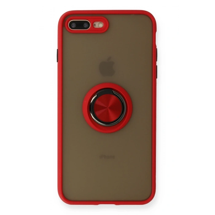 Mey İthalat®   iPhone 7 Plus Kılıf Montreal Yüzüklü Silikon Kapak - Kırmızı