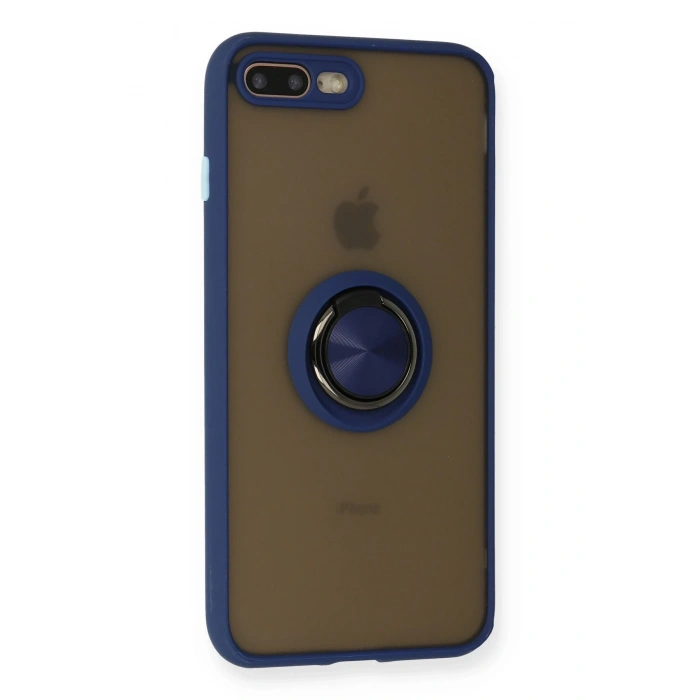 Mey İthalat®   iPhone 7 Plus Kılıf Montreal Yüzüklü Silikon Kapak - Lacivert