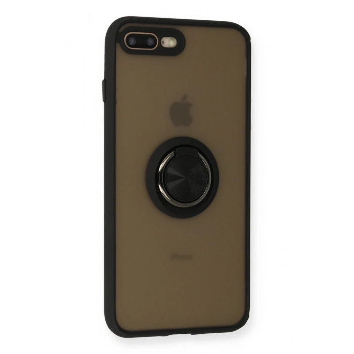 Mey İthalat®   iPhone 7 Plus Kılıf Montreal Yüzüklü Silikon Kapak - Siyah