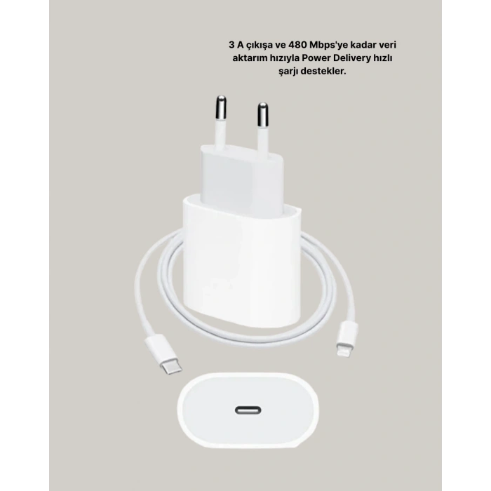 Mey İthalat® iPhone ve iPad Uyumlu 20W Güvenli USB-C Hızlı Şarj Adaptörü