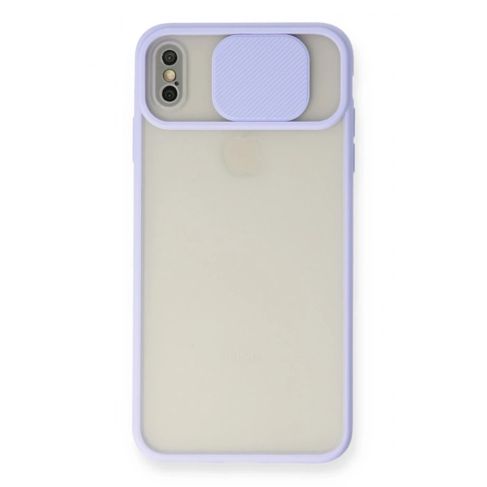 Mey İthalat®   iPhone X Kılıf Palm Buzlu Kamera Sürgülü Silikon - Lila