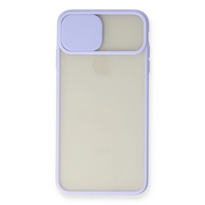 Mey İthalat®   iPhone X Kılıf Palm Buzlu Kamera Sürgülü Silikon - Lila