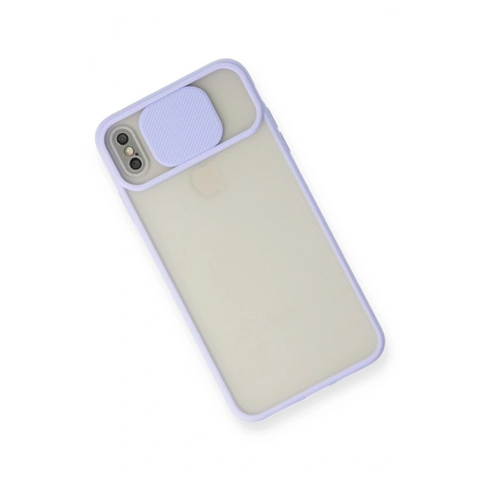 Mey İthalat®   iPhone X Kılıf Palm Buzlu Kamera Sürgülü Silikon - Lila