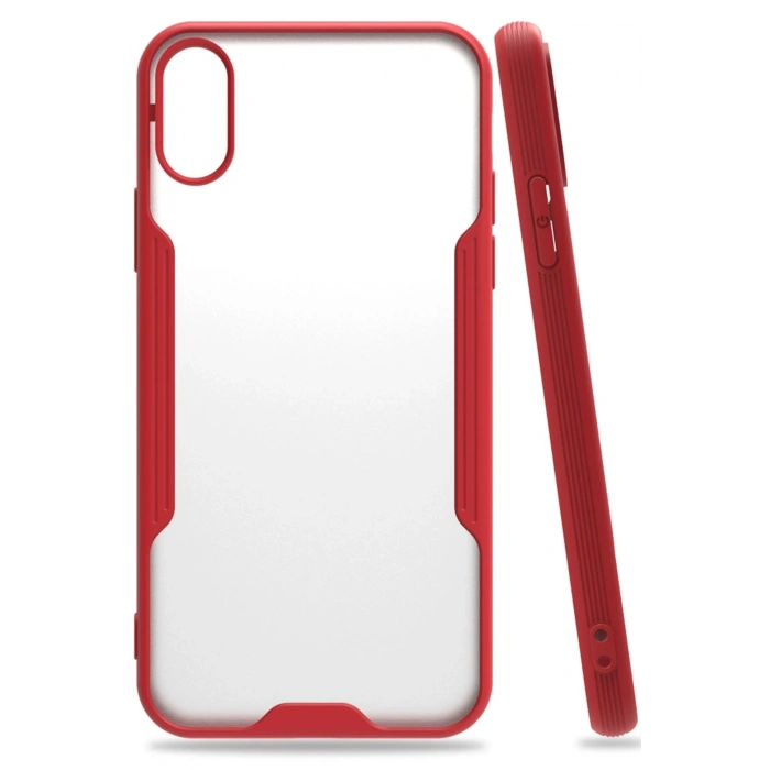 Mey İthalat®   iPhone X Kılıf Platin Silikon - Kırmızı