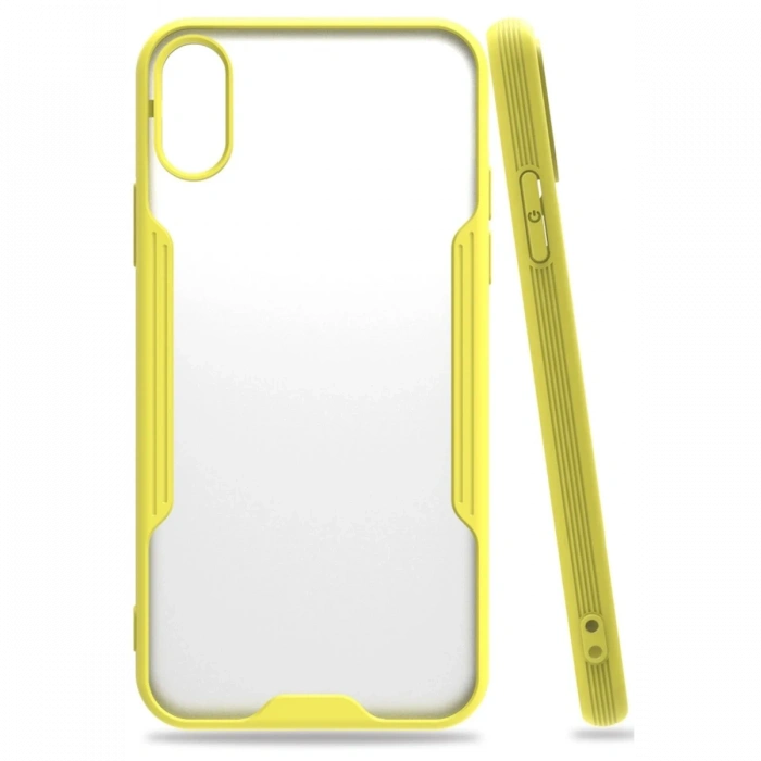 Mey İthalat®   iPhone X Kılıf Platin Silikon - Sarı