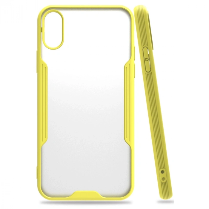 Mey İthalat®   iPhone X Kılıf Platin Silikon - Sarı
