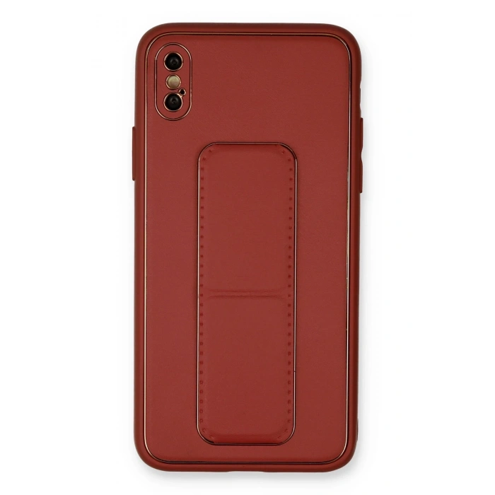 Mey İthalat®   iPhone XS Max Kılıf Coco Deri Standlı Kapak - Fuşya