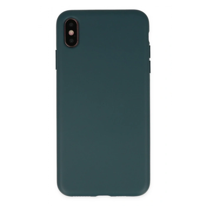 Mey İthalat®   iPhone XS Max Kılıf Nano içi Kadife Silikon - Koyu Yeşil