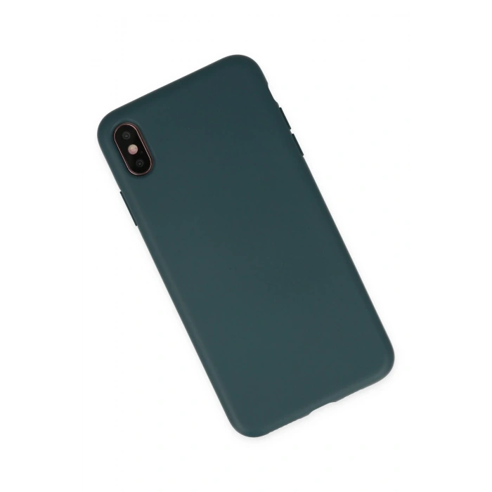 Mey İthalat®   iPhone XS Max Kılıf Nano içi Kadife Silikon - Koyu Yeşil