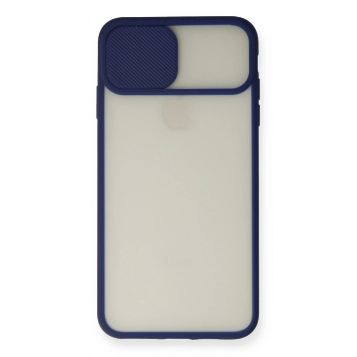 Mey İthalat®   iPhone XS Max Kılıf Palm Buzlu Kamera Sürgülü Silikon - Lacivert