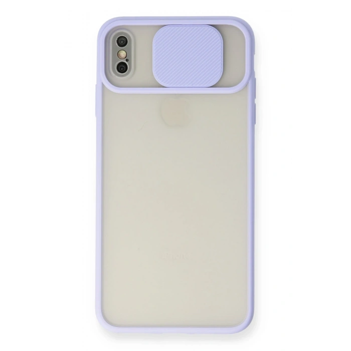 Mey İthalat®   iPhone XS Max Kılıf Palm Buzlu Kamera Sürgülü Silikon - Lila