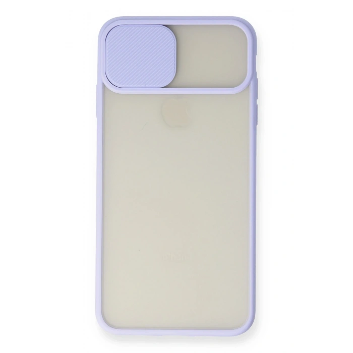 Mey İthalat®   iPhone XS Max Kılıf Palm Buzlu Kamera Sürgülü Silikon - Lila