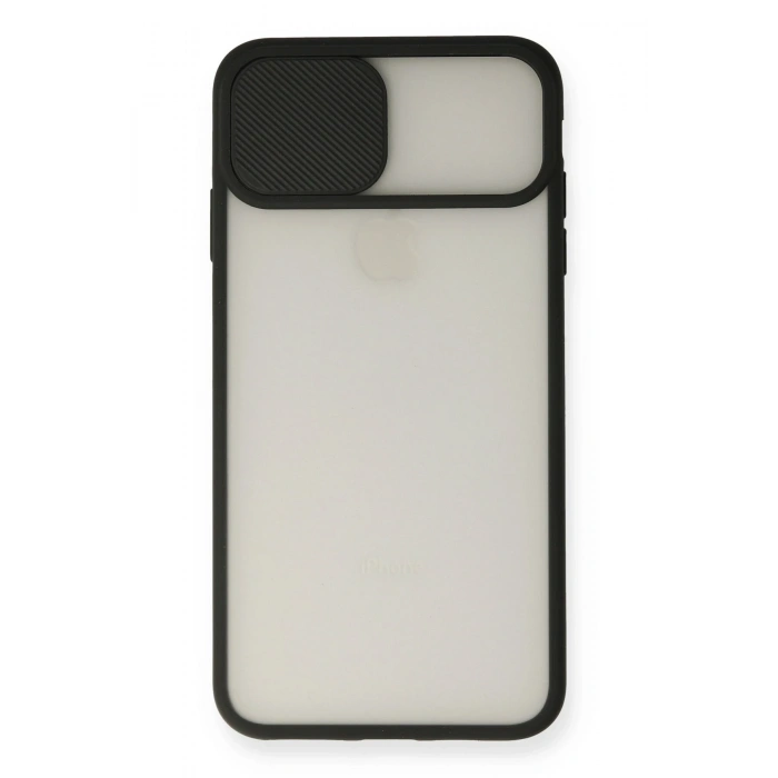 Mey İthalat®   iPhone XS Max Kılıf Palm Buzlu Kamera Sürgülü Silikon - Siyah