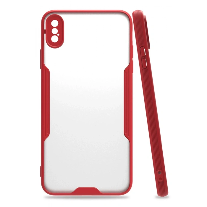 Mey İthalat®   iPhone XS Max Kılıf Platin Silikon - Kırmızı