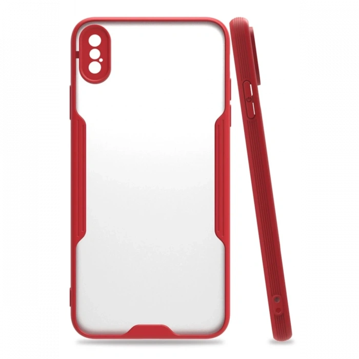Mey İthalat®   iPhone XS Max Kılıf Platin Silikon - Kırmızı